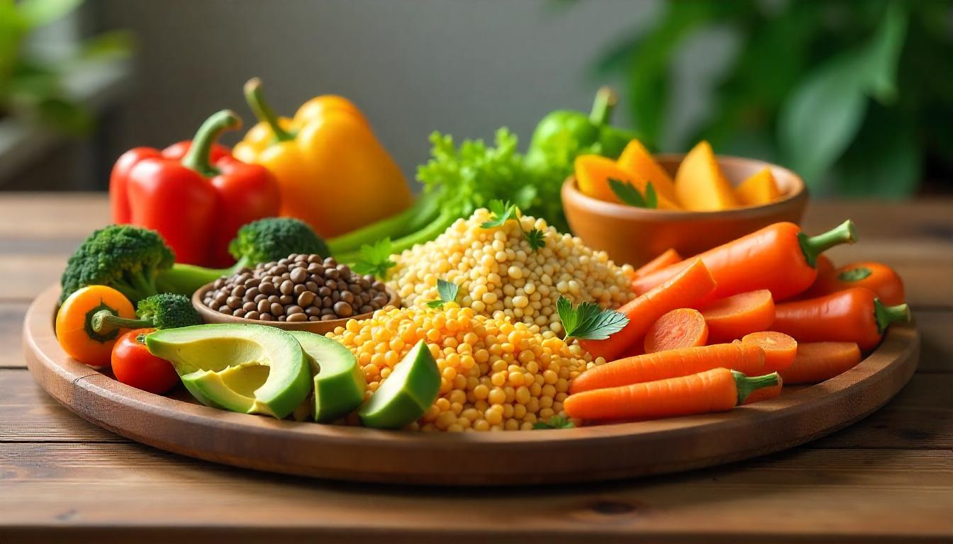 Ingrédients frais et colorés pour plats équilibrés