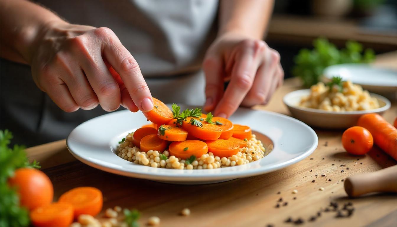 Plat à base de carottes élégamment présenté