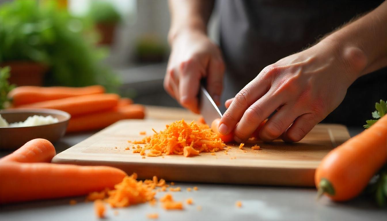 Diverses préparations de carottes en cours