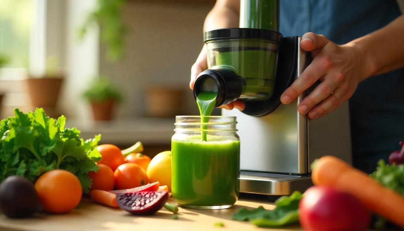 Préparation d'un jus détox avec extracteur